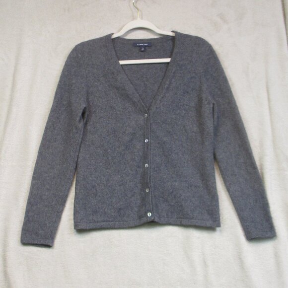 Lands' End Women's Size Small 100% Cashmere Gray Button Cardigan Sweater - Picture 1 of 7